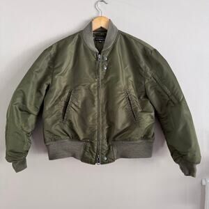 Engineered Garments New York Green Satin Bomber Aviator Jacket Size XXS Oversize
